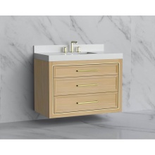 Madeli B855-42-002-NO-HY-PC - Renaissance 42'' Wall hung Vanity Cabinet in Natural Oak/HW: Handles Polished Chrome(PC)
