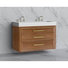 Madeli B855-48D-002-NW-HY-PN - Renaissance 48D'' Wall hung Vanity Cabinet in Natural Walnut/HW: Handles Polished Nickel