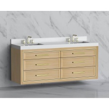Madeli B855-72D-002-NO-HY-PC - Renaissance 72'' Wall hung Vanity Cabinet in Natural Oak/HW: Handles Polished Chrome(PC)