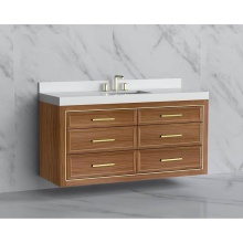 Madeli B855-60C-002-NW-HY-PC - Renaissance 60C'' Wall hung Vanity Cabinet in Natural Walnut/HW: Handles Polished Chrome