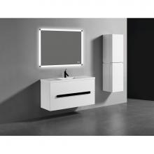 Madeli B300-48C-002-WH-H3-PC - Urban 48C'' Wall hung  Vanity Cabinet in White Finish/HW: Polished Chrome(PC)