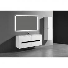 Madeli B300-60C-002-WH-H3-PC - Urban 60C'' Wall hung  Vanity Cabinet in White Finish/HW: Polished Chrome(PC)