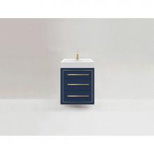 Madeli B850-24-002-SA-NP-PC - Villa 24'' Wall hung  Vanity Cabinet in Sapphire/HW: No handles - Inlay in Polished Chro