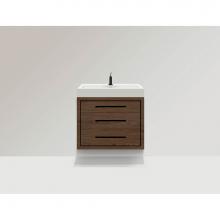 Madeli B850-42-002-BR-NP-PC - Villa 42'' Wall hung  Vanity Cabinet in Brandy/HW: No handles - Inlay in Polished Chrome