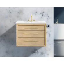 Madeli B850-36-002-NO-NP-PC - Villa 36'' Wall hung  Vanity Cabinet in Natural Oak/HW: No handles - Inlay in Polished C