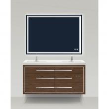 Madeli B850-60D-002-BR-NP-PC - Villa 60D'' Wall hung  Vanity Cabinet in Brandy/HW: No handles - Inlay in Polished Chrom