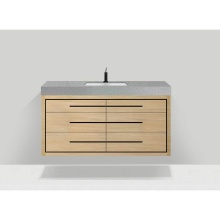 Madeli B850-60C-002-NO-NP-PC - Villa 60C'' Wall hung  Vanity Cabinet in Natural Oak/HW: No handles - Inlay in Polished