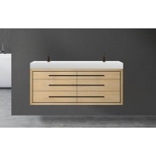 Madeli B850-60D-002-NO-H9-PC - Villa 60D'' Wall hung  Vanity Cabinet in Natural Oak/HW: Polished Chrome(PC)