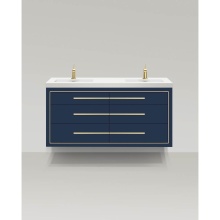 Madeli B850-60D-002-SA-NP-PC - Villa 60D'' Wall hung  Vanity Cabinet in Sapphire/HW: No handles - Inlay in Polished Chr