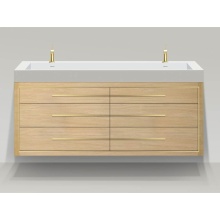 Madeli B850-72D-002-NO-H9-PC - Villa 72D'' Wall hung  Vanity Cabinet in Natural Oak/HW: Polished Chrome(PC)