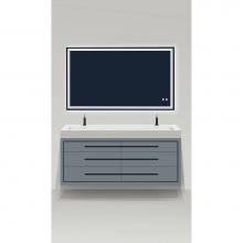 Madeli B850-72D-002-TG-NP-PC - Villa 72D'' Wall hung  Vanity Cabinet in Studio Grey /HW: No handles - Inlay in Polished