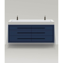 Madeli B850-72D-002-SA-NP-PC - Villa 72D'' Wall hung  Vanity Cabinet in Sapphire/HW: No handles - Inlay in Polished Chr