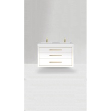 Madeli B850-48D-002-WH-H9-PC - Villa 48D'' Wall hung  Vanity Cabinet in White /HW: Polished Chrome(PC)