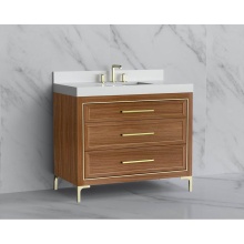 Madeli B865-42-001-LY-NW-HY-PC - Vision 42'' Free standing Vanity Cabinet in Natural Walnut/HW: Handle & Feet Polishe