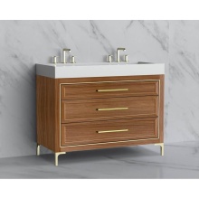 Madeli B865-48D-001-LY-NW-HY-PC - Vision 48D'' Free standing Vanity Cabinet in Natural Walnut/HW: Handle & Feet Polish