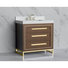 Madeli B865-36-001-LC-BR-HP-PC - Vision 36'' Free standing Vanity Cabinet in Brandy/HW: Handles/Feet Polished Chrome(PC)