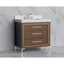 Madeli B865-36-001-LY-BR-HY-PC - Vision 36'' Free standing Vanity Cabinet in Brandy/HW: Handles/Feet Polished Chrome(PC)