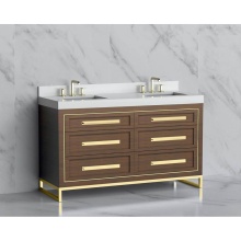 Madeli B865-60D-001-LC-BR-HP-PC - Vision 60D'' Free standing Vanity Cabinet in Brandy/HW: Handles/Feet Polished Chrome(PC)