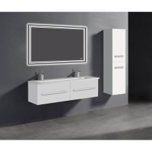 Madeli B070-60D-002-WH-PC - Vogue 60D'' Wall Hung Vanity Cabinet White/HW: Polished Chrome(PC)