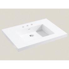 Madeli XTU1815-30-130-WH - X-Stone Top/Basin, 30'' x 18'' x 1-1/2'', Glossy White, 8'&apos