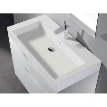 Madeli XTU1845-36-110-WH - X-Stone Trough Sink, 36'' x 18'' x 4-1/2'', Glossy White, Single Fau