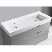 Madeli XTU1845-48-230-WH - X-Stone Trough Sink, 48'' x 18'' x 4-1/2'', Glossy White, 8'&ap
