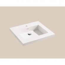 Madeli XTU2220-20-110-WH - X-Stone Top/Basin, 20'' x 22'' x 2'', Glossy White, Single Faucet Ho