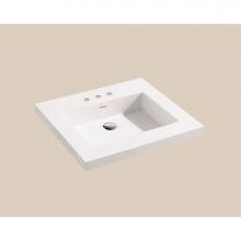 Madeli XTU2220-24-130-WH - X-Stone Top/Basin, 24'' x 22'' x 2'', Glossy White, 8'' Wi
