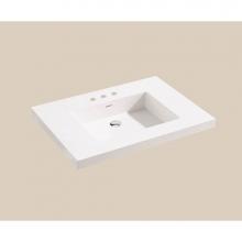 Madeli XTU2220-30-130-WH - X-Stone Top/Basin, 30'' x 22'' x 2'', Glossy White, 8'' Wi