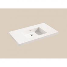 Madeli XTU2220-36-100-WH - X-Stone Top/Basin, 36'' x 22'' x 2'', Glossy White, No Faucet Hole