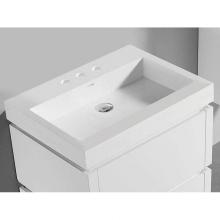 Madeli XTU2245-24-130-WH - X-Stone Trough Sink, 24'' x 22'' x 4-1/2'', Glossy White, 8'&ap