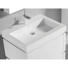 Madeli XTU2245-30-110-WH - X-Stone Trough Sink, 30'' x 22'' x 4-1/2'', Glossy White, Single Fau
