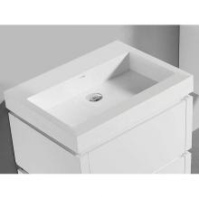 Madeli XTU2245-36-100-WH - X-Stone Trough Sink, 36'' x 22'' x 4-1/2'', Glossy White, No Faucet