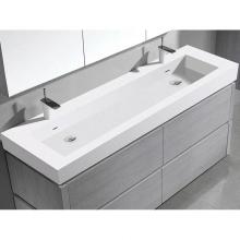 Madeli XTU2245-72-210-WH - X-Stone Trough Sink, 72'' x 22'' x 4-1/2'', Glossy White, Single Fau