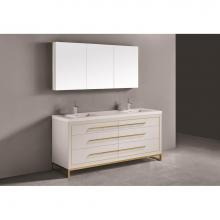 Madeli B860-60D-001-LC-WH-NP-PC - Estate 60D'' Free Standing Vanity Cabinet in White/HW: No handles - Feet in  Polished Ch