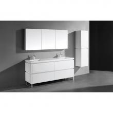 Madeli B600-72D-001-LS-WH-PC - Metro 72D'' Free Standing  Vanity Cabinet in  White/HW: Polished Chrome(PC)
