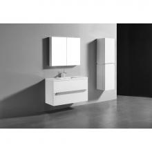 Madeli B300-42-002-WH-H3-PC - Urban 42'' Wall hung  Vanity Cabinet in White Finish/HW: Polished Chrome(PC)