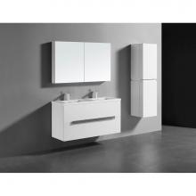 Madeli B300-48D-002-WH-H3-PC - Urban 48D'' Wall hung  Vanity Cabinet in White Finish/HW: Polished Chrome(PC)
