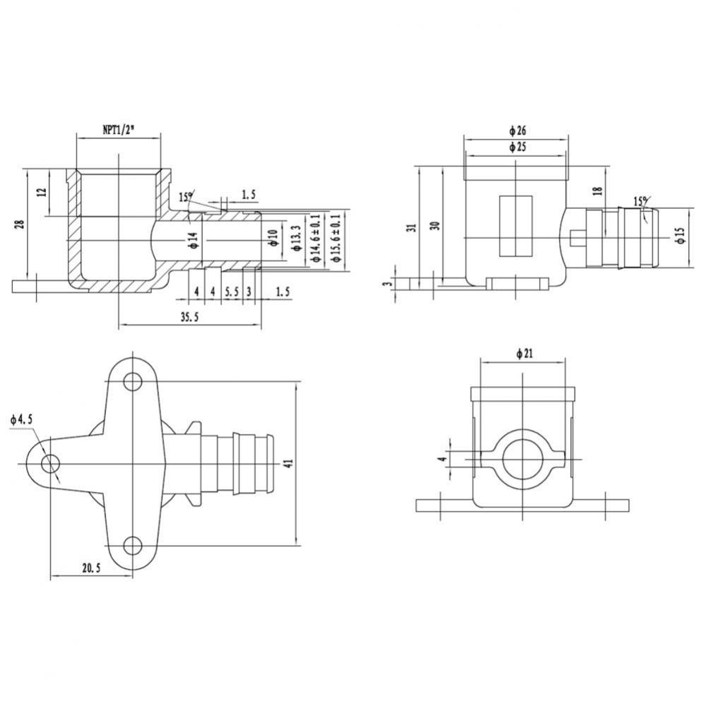 1/2'' Lead Free F1960 Pex X 1/2'' Fpt