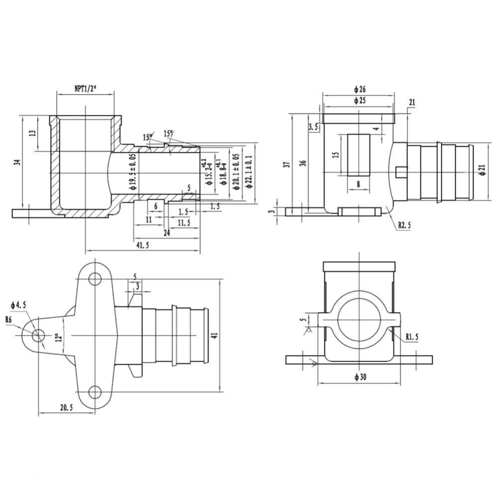 3/4'' Lead Free F1960 Pex X 3/4'' Fpt