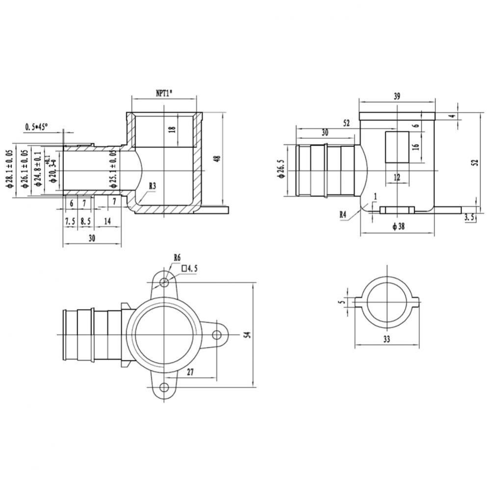 1'' Lead Free F1960 Pex X 1'' Fpt