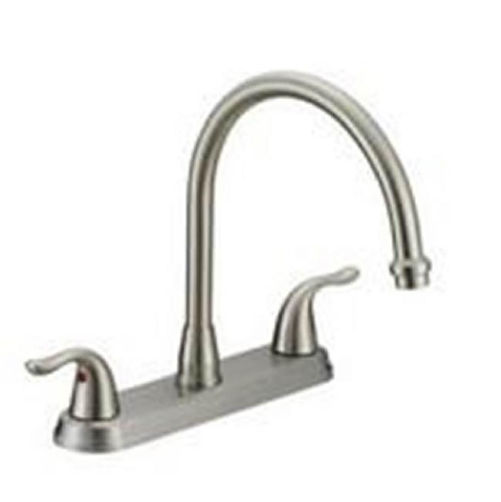 2 Handle S/S Kitchen Faucet L/Spray Metal Lever Handle, Gooseneck Spout , Ceramic Cartridge