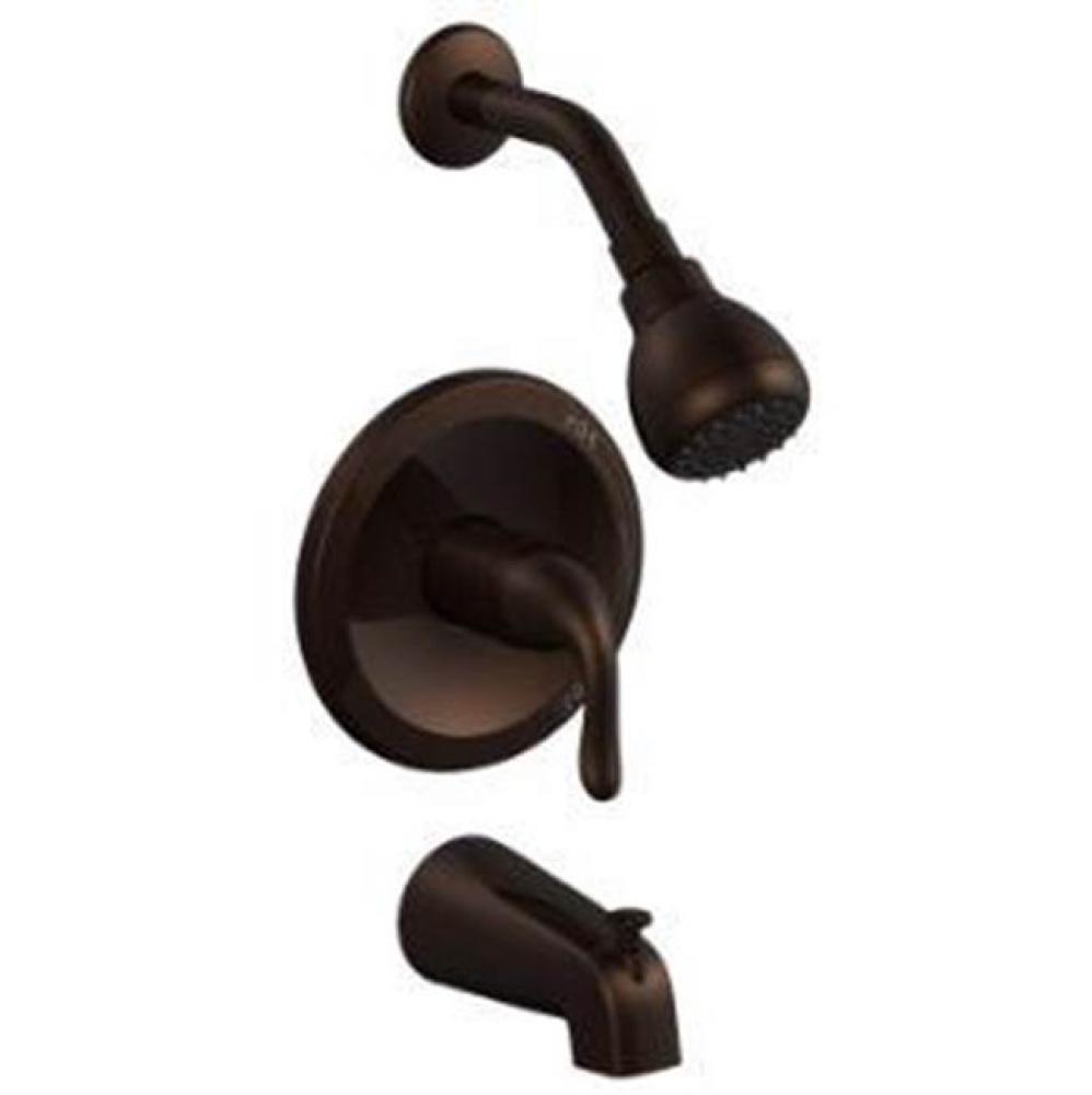 Tub and Shower Finish Pack With Cc And Mip Rough-In Valve Less Stops, Metal Slip Fit Tub Spout, 1.