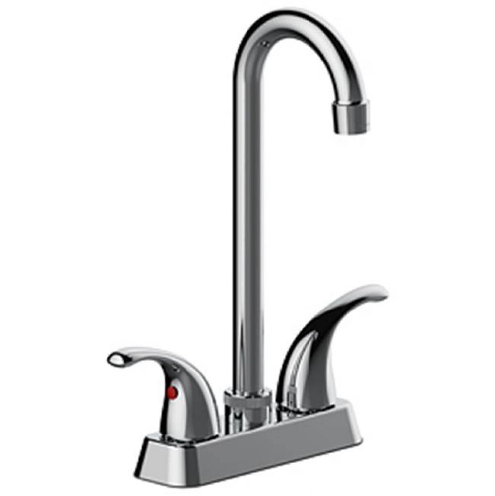 Two Handle 4'' Centerset Bar Faucet, Quick Mount Installation, Ceramic Cartridges, 1.5 G