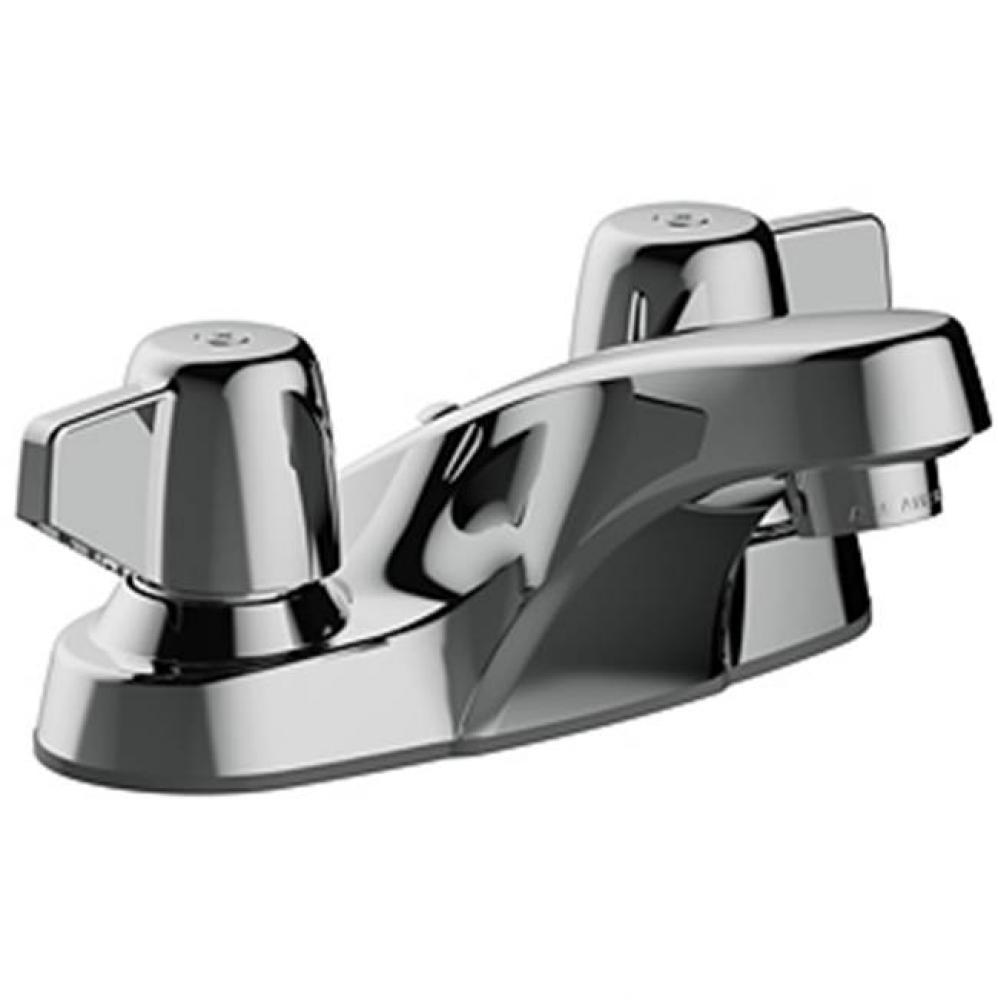 Two Handle 4'' Centerset Lavatory Faucet, Quick Mount Installation, 50/50 Push Pop-Up, W