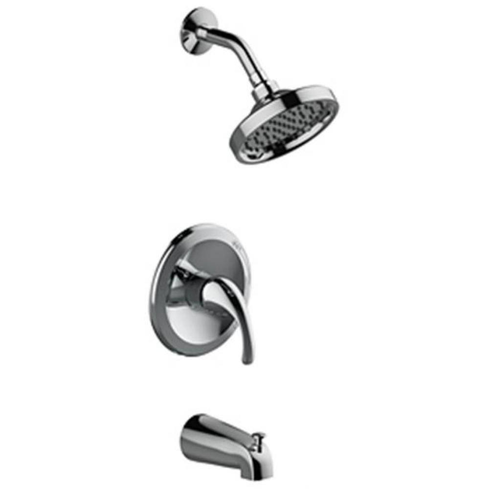 Single Handle Tub and Shower Trim Only, 6'' Showerhead, Metal Slip On Tub Spout, Job Pac