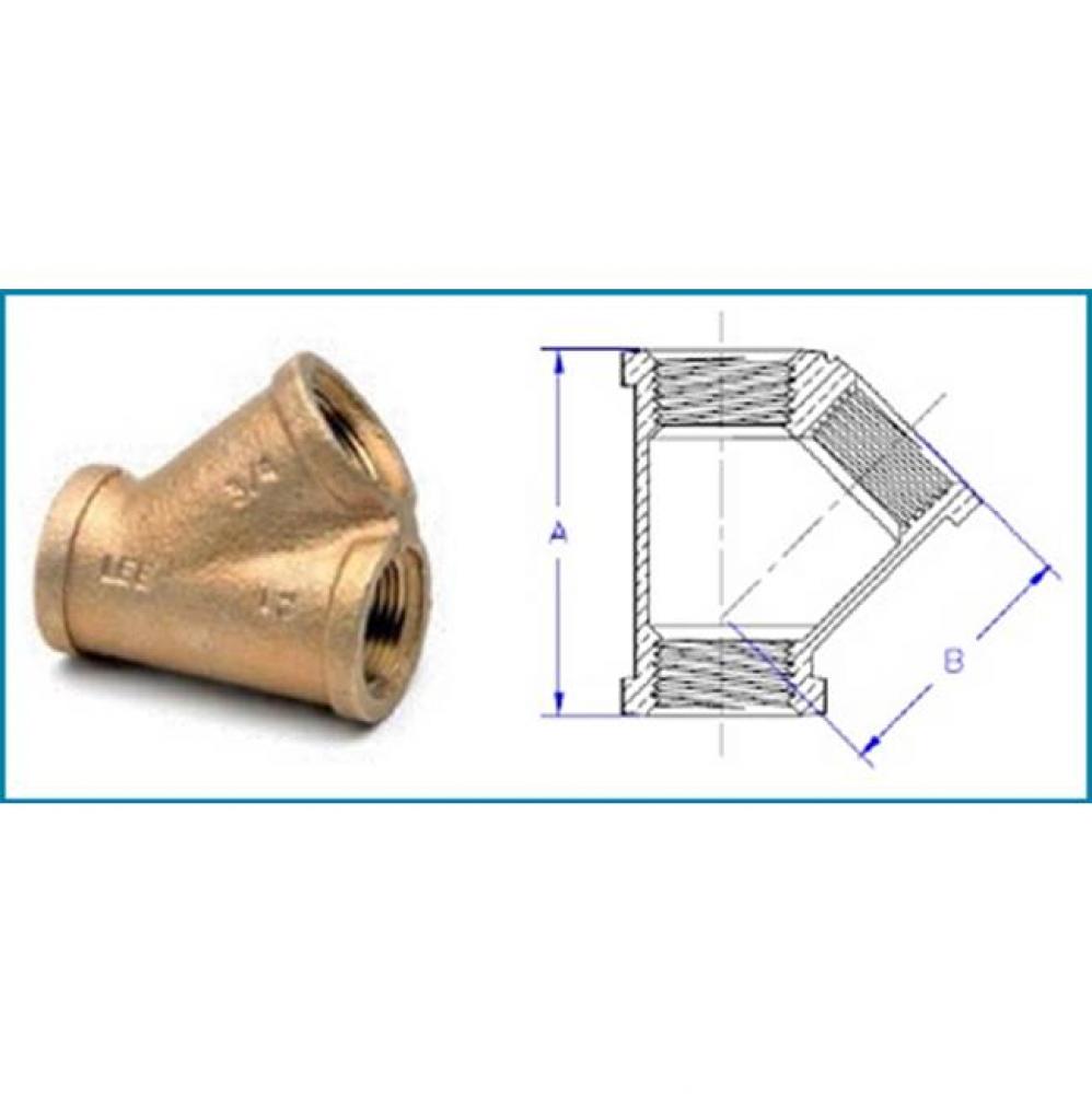 1'' Lead Free Domestic Brass Lateral Y-Branch 45