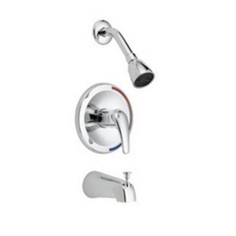 Cp Tub / Shwr Trim, Slip On Div Spout, Metal Lever Hndl