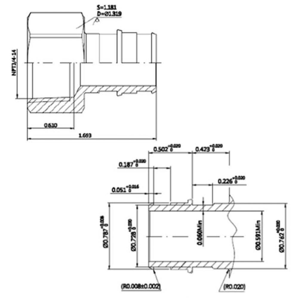 3/4'' Lead Free F1960 Pex X 3/4'' Ip