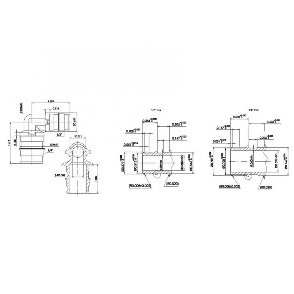 3/4'' X 1/2'' Lead Free F1960 Pex